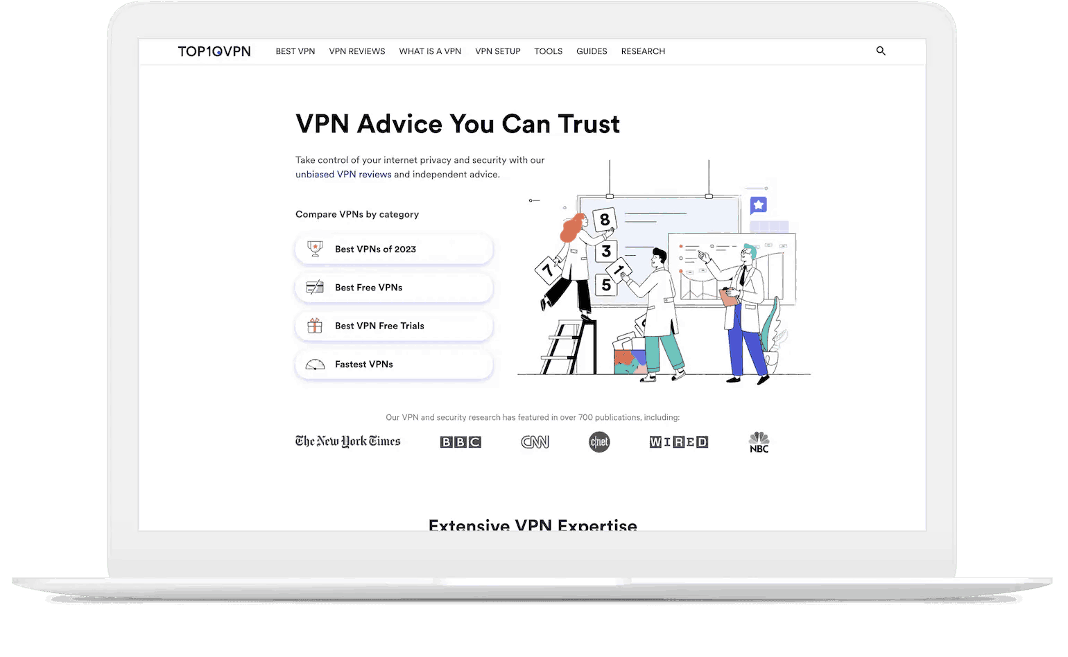 Laptop displaying Top10VPN website